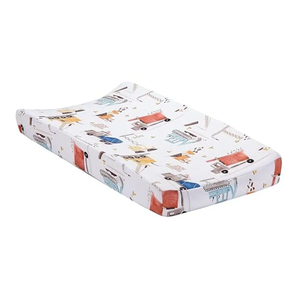 Bedtime Originals Construction Zone Changing Pad Cover White/Trucks New
